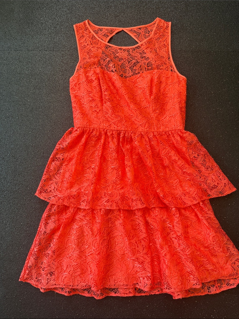 Max & Cleo - Coral Lace Sleeveless Dress